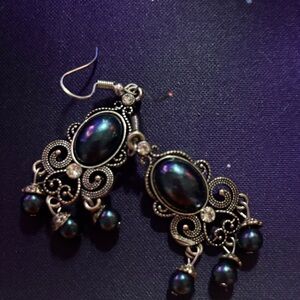 Elegant Silver and Black Dangle Earrings